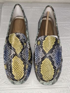 New AEROSOLES Bleeker Leather Slip On Loafers Blu Snake Shoe  Size 6 Luxury shoe